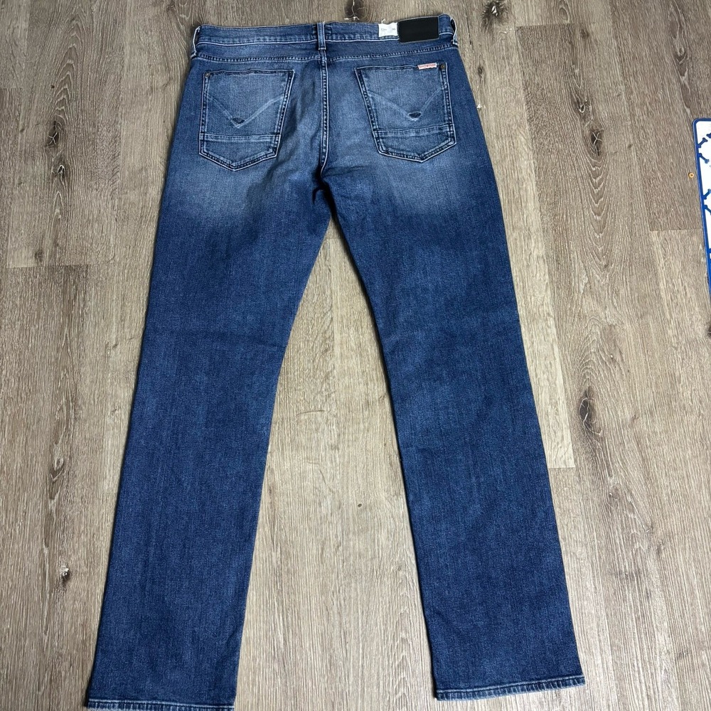 Hudson Byron Straight Jeans Mens‎ 38x34 Blue Denim Zip Fly Stretch Five Pocket - Picture 10 of 12